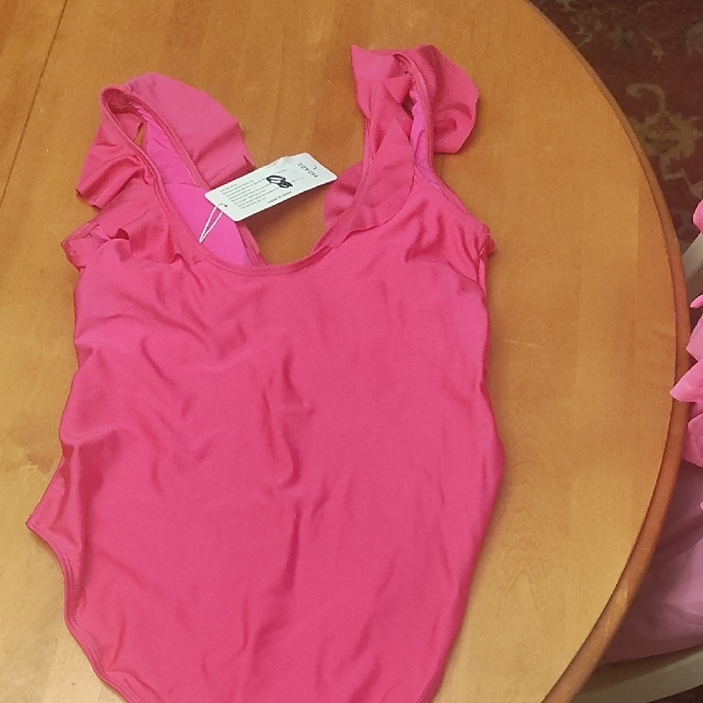 Pink Ruffled Swimsuit with Belt - Picture 2 of 6